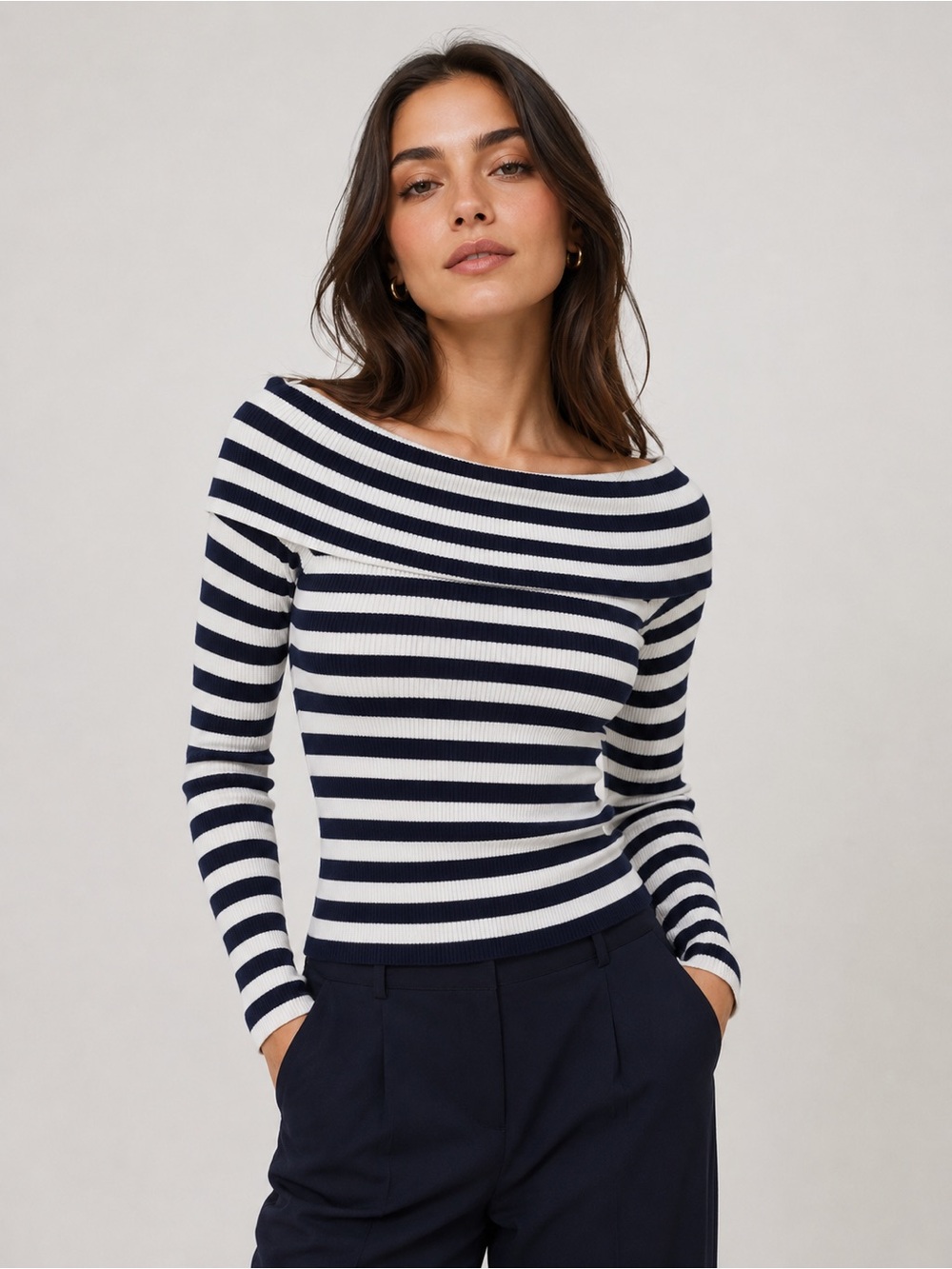 Tuckernuck Striped Boatneck‎ Ribbed Sweater in Navy and White